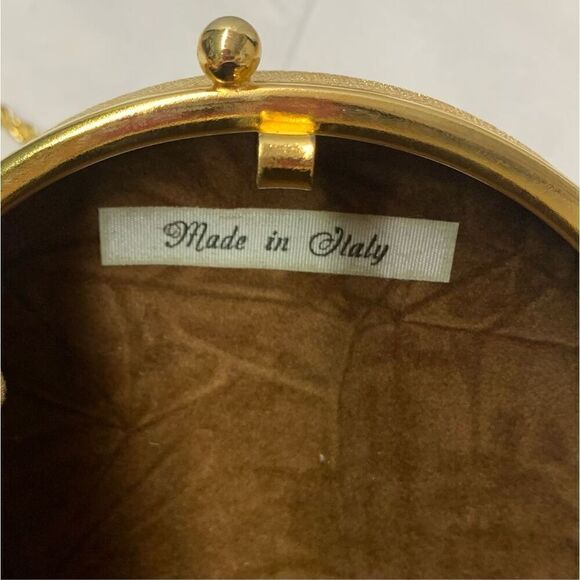 Fabrizio Verniani Vintage Gold round Metal Clutch Shoulder Purse Italy - Picture 2 of 9